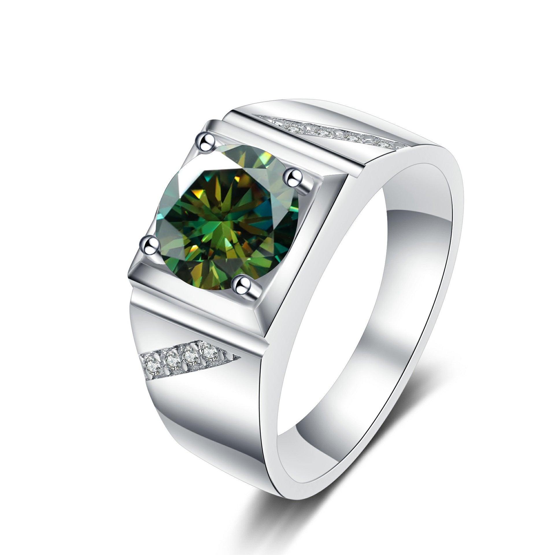 Cross-border hot selling Moissanite Ring 1 karat 2 karat color Tongling atmospheric man's wedding ring TikTok straight5