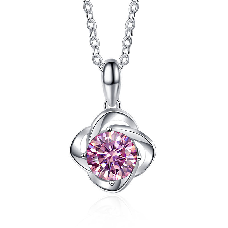 Exclusive four-leaf clover 1 karat color moissanite diamond necklace with simple Korean style clavicle chain5