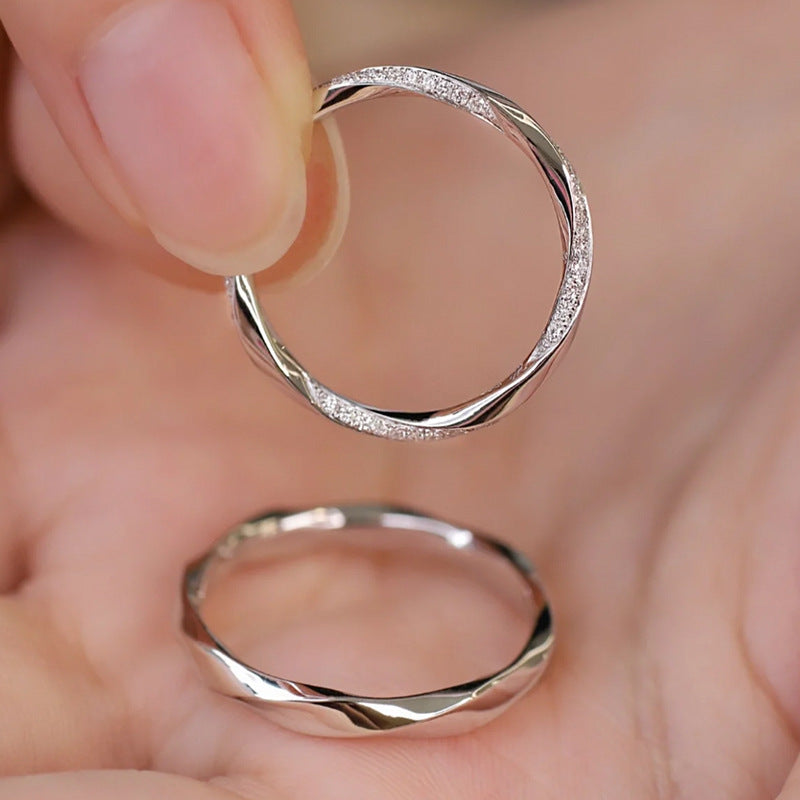 Original Lightyear couple rings in S925 sterling silver with Mobius open end design, adjustable twisted arm and diamond-embedded for a touch of light luxury4