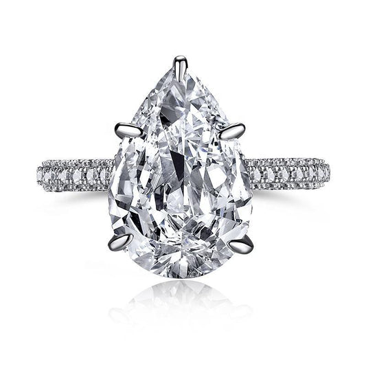 925 Sterling Silver Water Drop Pear-Shaped Zircon Ring4
