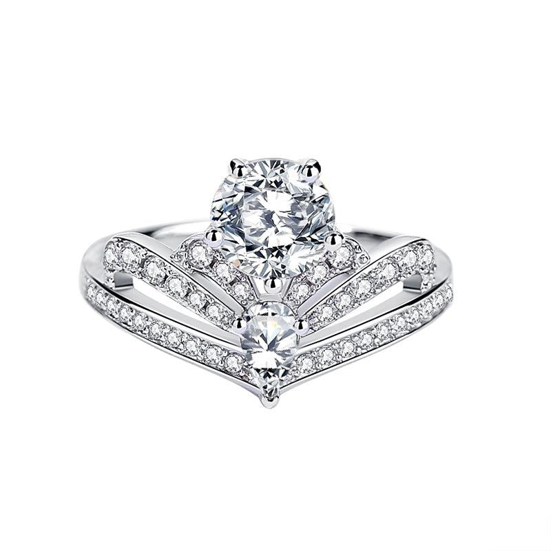 Elegant 925 Sterling Silver Moissanite Crown Ring2