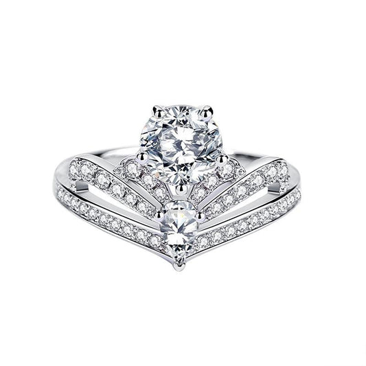 Elegant 925 Sterling Silver Moissanite Crown Ring2