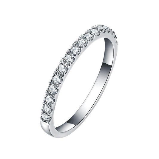 Elegant 925 Sterling Silver Slim Row Moissanite Diamond Ring4