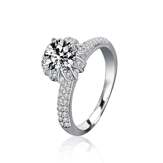 Elegant 925 Sterling Silver Moissanite Diamond Crown Ring for Engagement or Wedding2