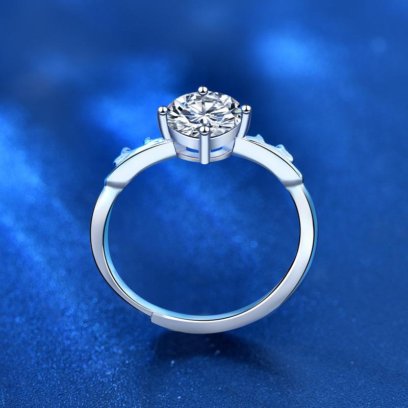 Moissanite Open Ring 925 Sterling Silver Korean Style Mori Antlers Women's Christmas Gift2