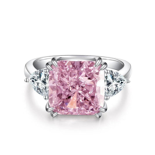 925 Sterling Silver 5CT Zircon Square Ice Flower Cut High Carbon Diamond Ring5
