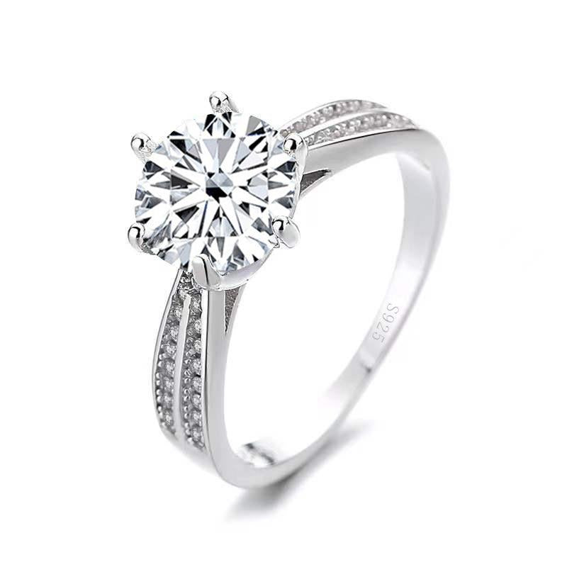 Elegant 925 Sterling Silver Six Claw Colored Moissanite Diamond Ring7